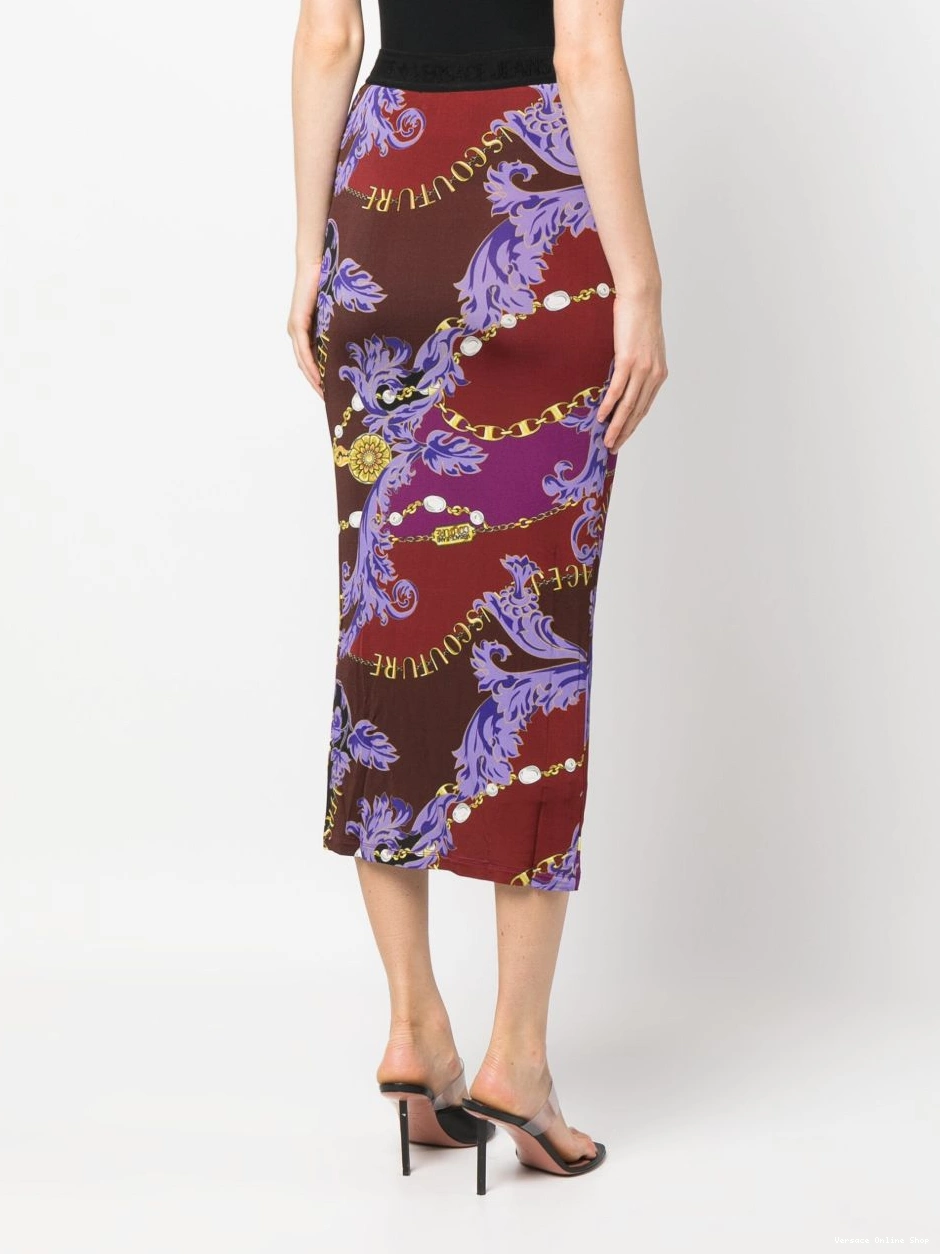 Affordable Women Jeans Couture-print Logo midi Versace skirt Couture 0807